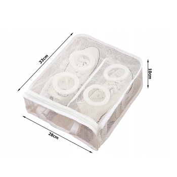 Δίχτυ-Τσάντα Πλυσίματος Παπουτσιών και Εσωρούχων με Φερμουάρ Λευκή 5907451352304 VERK GROUP