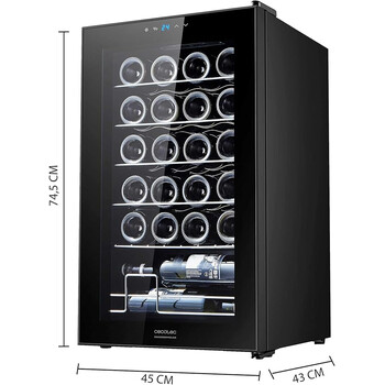 CECOTEC  Συντηρητής Κρασιών GrandSommelier 2450 Black Compressor, 24 Φιάλες, Σύστημα Συμπιεστή, Θερμοκρασία 5-18ºC  CEC-00124