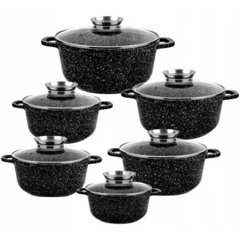 Σετ Μαγειρικά Σκεύη - Κατσαρόλες 12 τεμάχια Μαύρο ZILNER ZL-8317
