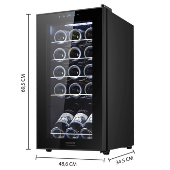 CECOTEC  Συντηρητής Κρασιών Bolero GrandSommelier 1550 με Συμπιεστή, Χωρητικότητα 15 Φιαλών, Ρυθμιζόμενη Θερμοκρασία 5-18ºC και Οθόνη Αφής  CEC-00120