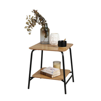 Βοηθητικό Τραπεζάκι Μεταλλικό Μαύρο με Ξύλο 45x45x51 cm Urban Living 151176