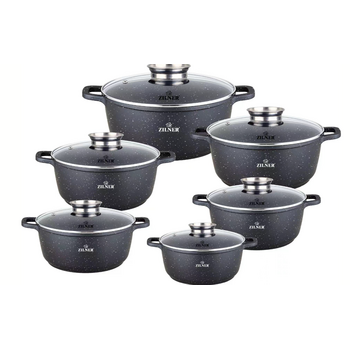 Σετ Μαγειρικά Σκεύη - Κατσαρόλες 12 τεμάχια Μαύρο ZL-8526 ZILNER