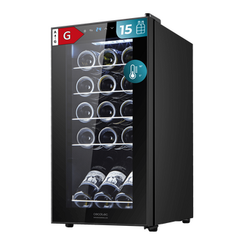 CECOTEC  Συντηρητής Κρασιών Bolero GrandSommelier 1550 με Συμπιεστή, Χωρητικότητα 15 Φιαλών, Ρυθμιζόμενη Θερμοκρασία 5-18ºC και Οθόνη Αφής  CEC-00120