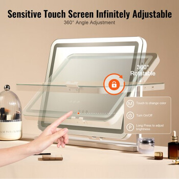 VEVOR  Φωτιζόμενος Καθρέφτης Μακιγιάζ 3 Χρωμάτων με Θύρα USB Μεγέθυνση 21.7x17.7 εκ. TMHZJJSFXDD5D0FVKV2