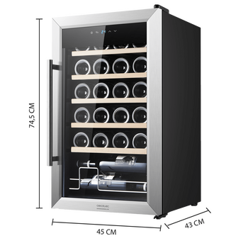 CECOTEC  Συντηρητής Κρασιών Bolero  GrandSommelier 2450 Inox με Συμπιεστή, Χωρητικότητα 24 Φιαλών, Ρυθμιζόμενη Θερμοκρασία 5-18ºC, και Πίνακας Ελέγχου Αφής  CEC-00125