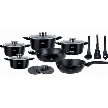 Σετ Μαγειρικά Σκεύη - Κατσαρόλες 15 τεμάχια Μαύρο ZL-8570 ZILNER