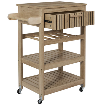 Ξύλινο Τρόλει Κουζίνας με 3 Ράφια και Συρτάρι 65 x 84.5 x 40 cm HD0312 Home Deco Factory