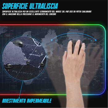 BAKAJI  Gaming MousePad με 14 LED RGB Εφέ Φωτισμού 90 x 40 cm 02838281