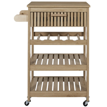 Ξύλινο Τρόλει Κουζίνας με 3 Ράφια και Συρτάρι 65 x 84.5 x 40 cm HD0312 Home Deco Factory