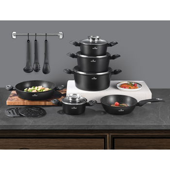 Σετ Μαγειρικά Σκεύη - Κατσαρόλες 15 τεμάχια Μαύρο ZL-8570 ZILNER