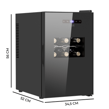 CECOTEC  Συντηρητής Κρασιών GrandSommelier 1550 CoolCrystal Bodega - Θερμοηλεκτρική Συντήρηση Κρασιών 15 Φιαλών με Ρυθμιζόμενη Θερμοκρασία και Εσωτερικό LED Φωτισμό  CEC-100135