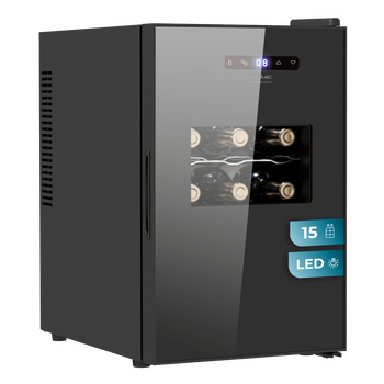 CECOTEC  Συντηρητής Κρασιών GrandSommelier 1550 CoolCrystal Bodega - Θερμοηλεκτρική Συντήρηση Κρασιών 15 Φιαλών με Ρυθμιζόμενη Θερμοκρασία και Εσωτερικό LED Φωτισμό  CEC-100135