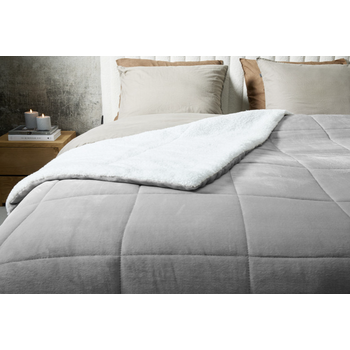 Πολυτελής Κουβέρτα Διπλής Όψης Sherpa  240 x 200 cm Ανοιχτό Γκρι 8720604888348 SleepMed