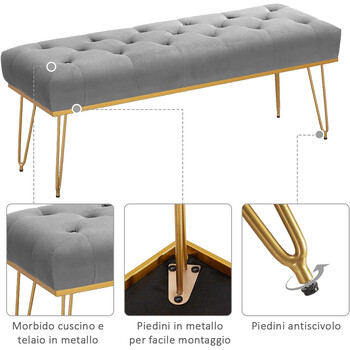 Shally Dogan  Πάγκος Πεντάγωνο Υφασμάτινο Γκρι Είσοδος Υπνοδωματίου Κασέλα Πουφ Οθωμανικό 02841579