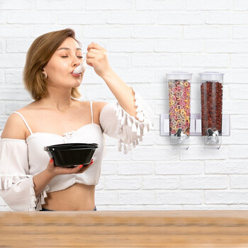 BAKAJI  Διπλός Διανομέας Δημητριακών με Στήριξη στον Τοίχο Διανομέας Κορν Φλέικς Λευκός 02840980