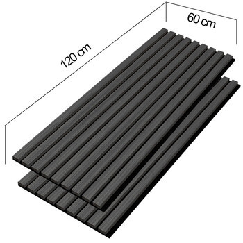 BAKAJI  Σετ 2 Ηχοαπορροφητικά Πάνελ 60x120εκ Μαύρο Καπνιστό Ξύλο 3D για Τοίχο 02841828