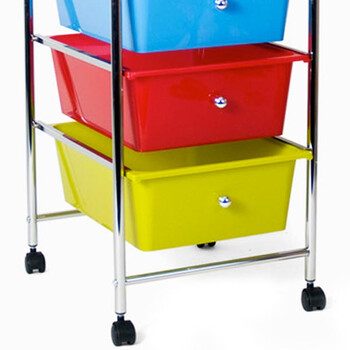BAKAJI  Πολυλειτουργικό Μεταλλικό Τρόλεϊ με 3 Πλαστικά Συρτάρια 33 x 39 x 65 cm Πολύχρωμο 02826469