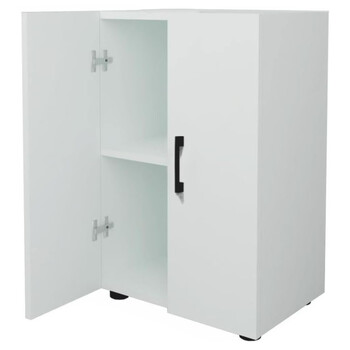 PRATIKO  Πολυχρηστικό Έπιπλο με 2 Πόρτες και 2 Ράφια σε Λευκό Ξύλο με Μαύρες Λαβές 49x32x74εκ 02842027