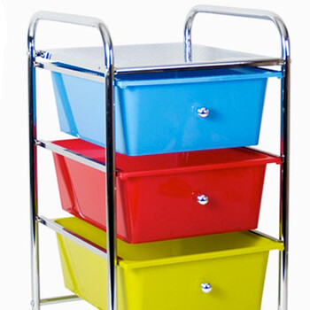 BAKAJI  Πολυλειτουργικό Μεταλλικό Τρόλεϊ με 3 Πλαστικά Συρτάρια 33 x 39 x 65 cm Πολύχρωμο 02826469