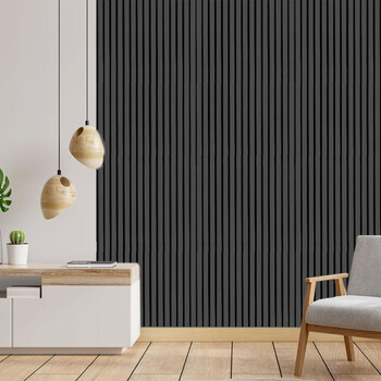 BAKAJI  Σετ 2 Ηχοαπορροφητικά Πάνελ 60x120εκ Μαύρο Καπνιστό Ξύλο 3D για Τοίχο 02841828