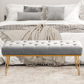 Shally Dogan  Πάγκος Πεντάγωνο Υφασμάτινο Γκρι Είσοδος Υπνοδωματίου Κασέλα Πουφ Οθωμανικό 02841579