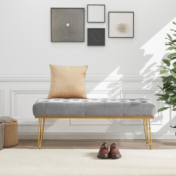 Shally Dogan  Πάγκος Πεντάγωνο Υφασμάτινο Γκρι Είσοδος Υπνοδωματίου Κασέλα Πουφ Οθωμανικό 02841579