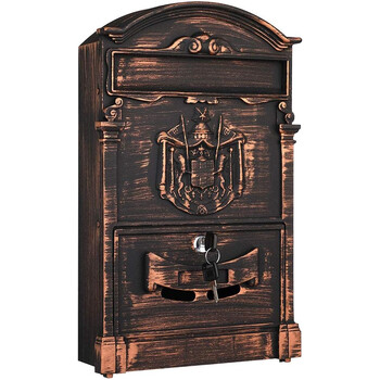 BAKAJI  Εξωτερικό Γραμματοκιβώτιο Τοίχου Αλουμινίου με Κλειδί σε Μπρονζέ Χρώμα 02841051