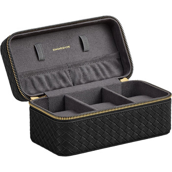 Φορητή Θήκη Ρολογιών με Φερμουάρ 3 Θέσεων  10 x 20 x 9 cm Μαύρο με Γκρι JWB017G01 Songmics