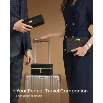 Φορητή Θήκη με Κουμπί για 3 Ρολόγια 2 x 14.5 x 4.5 cm Μαύρο JWB018B01 Songmics