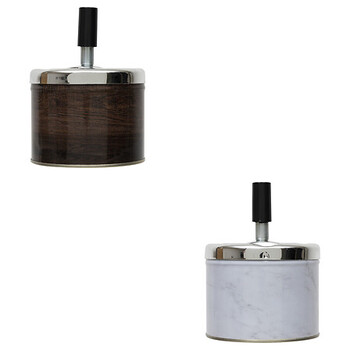 Τασάκι Milan Μεταλλικό 9,5 cm Καφέ Ξύλο 141235B Atmosphera