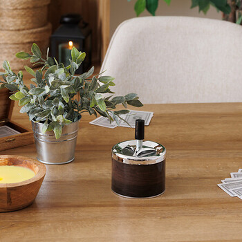 Τασάκι Milan Μεταλλικό 9,5 cm Καφέ Ξύλο 141235B Atmosphera