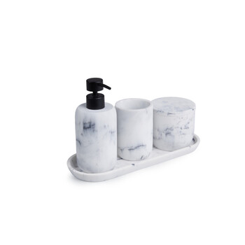 Σετ Αξεσουάρ Μπάνιου - Σαπουνιού 4 τεμαχίων - Λευκό/Μάρμαρο  8720604882780 Lifa-Living