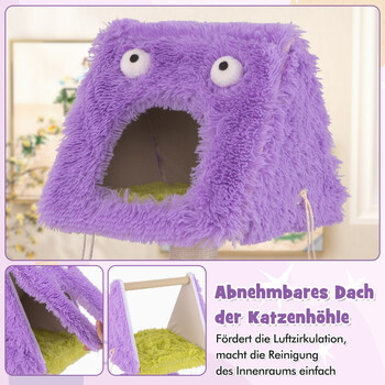 Costway  Διασκεδαστικό Δέντρο Γάτας με Θέμα Τέρας - Πολυτελείς Κατοικίες & Παιχνίδια για Γάτες PV10189PU