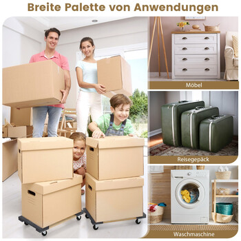 Costway  Τετράτροχο Καρότσι Μεταφοράς Επίπλων από Ακακία - Αντοχή έως 450 kg TH10055