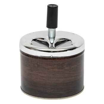 Τασάκι Milan Μεταλλικό 9,5 cm Καφέ Ξύλο 141235B Atmosphera