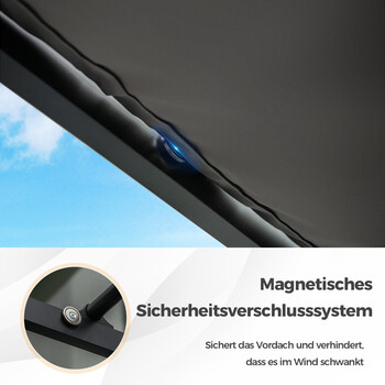 Costway  Εξωτερική Πέργκολα 310 x 310 cm με Επεκτάσιμο Σκίαστρο και Ανθεκτική Κατασκευή NP11860GR