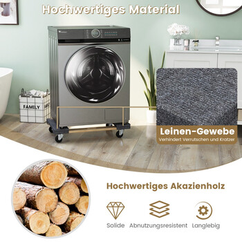 Costway  Τετράτροχο Καρότσι Μεταφοράς Επίπλων από Ακακία - Αντοχή έως 450 kg TH10055