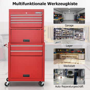 Costway  Συνδυασμός Εργαλειοθήκης 2-σε-1 με Κινητές Ρόδες και Κλειδαριά Ασφαλείας TL35690RE