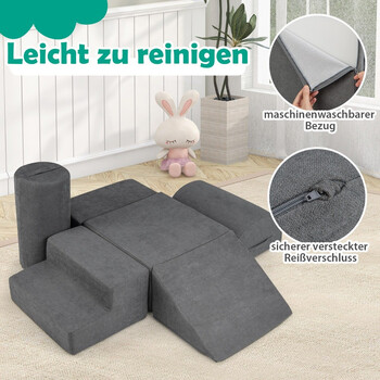 Costway Σετ Αναρρίχησης και Σκαρφαλώματος για Παιδιά με Μαλακό Ύφασμα Chenille και Υψηλής Πυκνότητας Αφρό HV10615GR