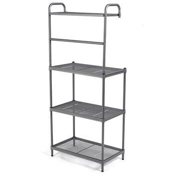 Costway  Πολυλειτουργική Ραφιέρα 4 Επιπέδων με Μεταλλικό Σκελετό και Ρυθμιζόμενα Πόδια για Κουζίνα, Γραφείο ή Σαλόνι HW57754GR
