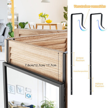 Costway  Πολυλειτουργικός Καθρέφτης Πόρτας/Τοίχου Ολόσωμος με Αντικραδασμικό Γυαλί και Ρυθμιζόμενο Ύψος HW71534BK