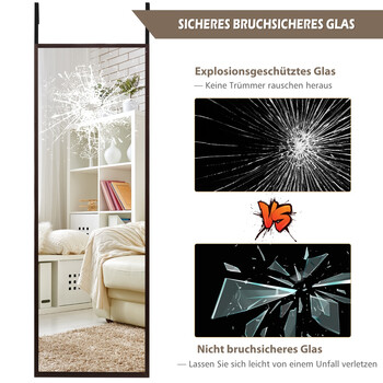 Costway  Πολυλειτουργικός Καθρέφτης Πόρτας/Τοίχου Ολόσωμος με Αντικραδασμικό Γυαλί και Ρυθμιζόμενο Ύψος HW71534CF