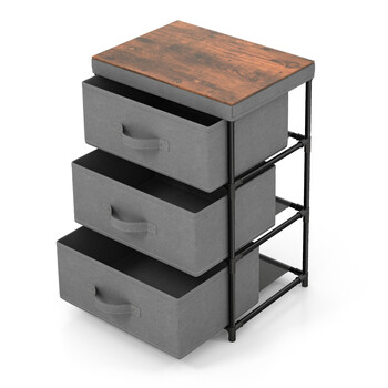 Costway Μονάδα Αποθήκευσης με 3 Συρτάρια για Οργάνωση Χώρου 40 x 30 x 62cm Γκρι JZ10129GR