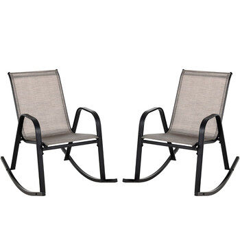 Costway  Δύο Άνετες Κουνιστές Καρέκλες Εξωτερικού Χώρου με Εργονομικό Σχεδιασμό και Ανθεκτικό Μεταλλικό Σκελετό NP11080CF-2