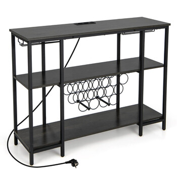 Costway  Πολυλειτουργική Κάβα Κρασιών με Ενσωματωμένο Σταθμό Φόρτισης και Βιομηχανικό Σχεδιασμό JV11142DE-GR