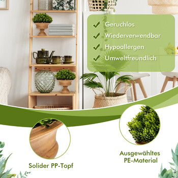 Costway Σετ 4 Τεχνητών Μίνι Φυτών σε Γλάστρες για Εσωτερικούς Χώρους με Vintage Γλαστράκια HZ10096GN-4