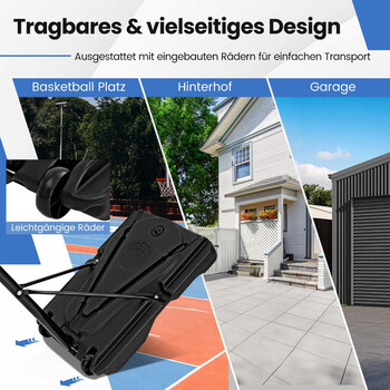 Costway  Ανθεκτικό Σύστημα Μπάσκετ Παντός Καιρού με Ρυθμιζόμενο Ύψος και Κινητή Βάση SP38101