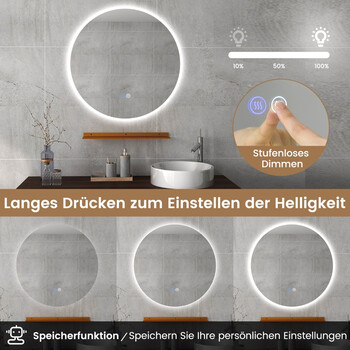 Costway Καθρέφτης Τοίχου με LED Φωτισμό και Ράφι για Μπάνιο BA8215DE