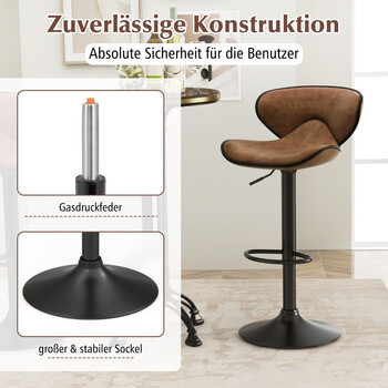 Costway Σετ 2 Μπαρ Σκαμπό με Περιστροφή 360° και Ρυθμιζόμενο Ύψος JV11507DK-2