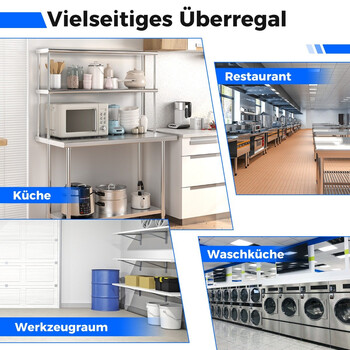 Costway  Ανοξείδωτη Διπλή Ραφιέρα Υπερυψωμένης Αντοχής και Ευελιξίας KC56581